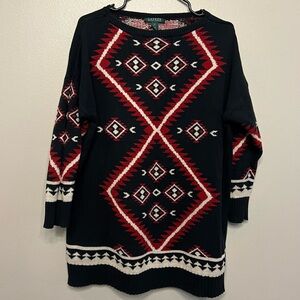 Lauren Ralph Lauren 1X Black and Red Aztec Sweater